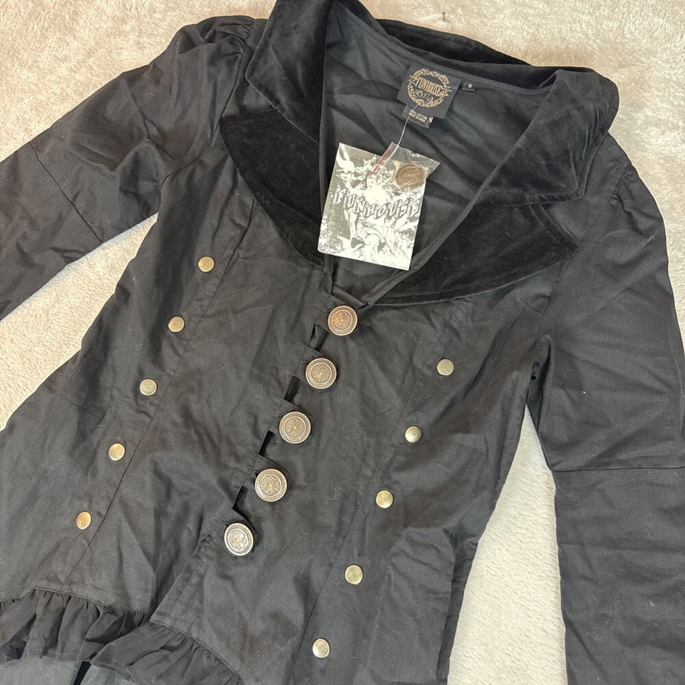 Funhouse NYC Gothic Steampunk Coat Womens S Rocker Pirate Black Goth NWT Hi Lo